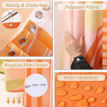 Bathroom Set - Bathroom Sets with Shower Curtain and Rugs, Bathroom Accessory Set, Orange Bathroom Accessories Set with Trash Can, Toilet Brush and Soap Dispensers