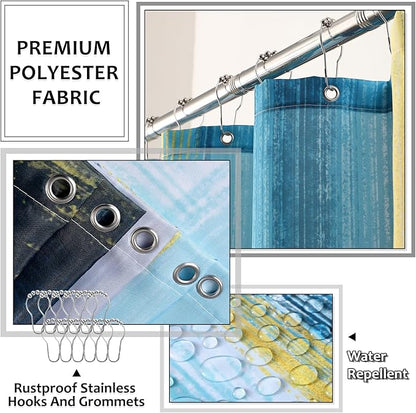 Bathroom Set - Teal Blue Bathroom Accessories Set, Bathroom Sets with Shower Curtain and Rugs, Teal Blue Shower Curtain Set with Bathroom Trash Can, Soap Dispenser, Soap Dish for Home Decor