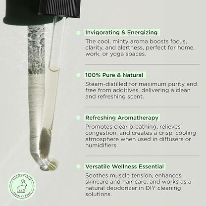 Peppermint Essential Oil - 1oz Pure Peppermint Oil for Diffuser Or Aromatherapy, Minty Fresh Scent for Energy, Focus and Vitality, Suitable for Home, Skincare and Humidifiers