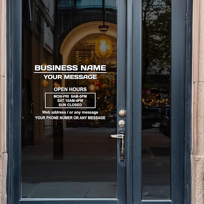Business Hours Sign for Window – Two Title Lines (Two Lines)