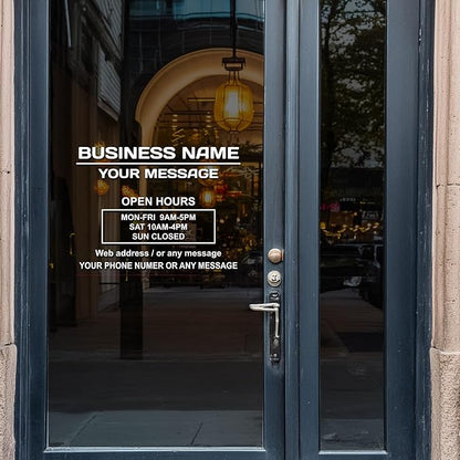 Business Hours Sign for Window – Two Title Lines (Two Lines)
