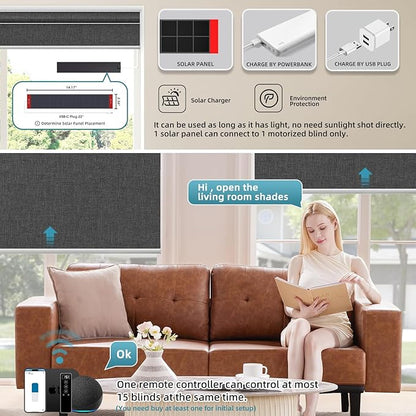 SmartWings Motorized Blinds Dual-Sided Cordless Smart Blackout Shades, Custom Size, Rechargeable Battery, Work with Matter/Apple HomeKit, Alexa, Thread/Zigbee, Remote Optional, Bouvardia Dark Grey
