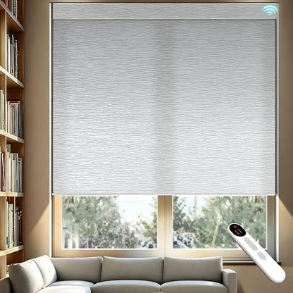 Smart Motorized Blinds – 70% Blackout Roller Shades with Remote, Alexa/Google Home/Siri Control, Matter Compatible, Wireless Rechargeable Battery, Custom Sizes for Windows & Sliding Doors