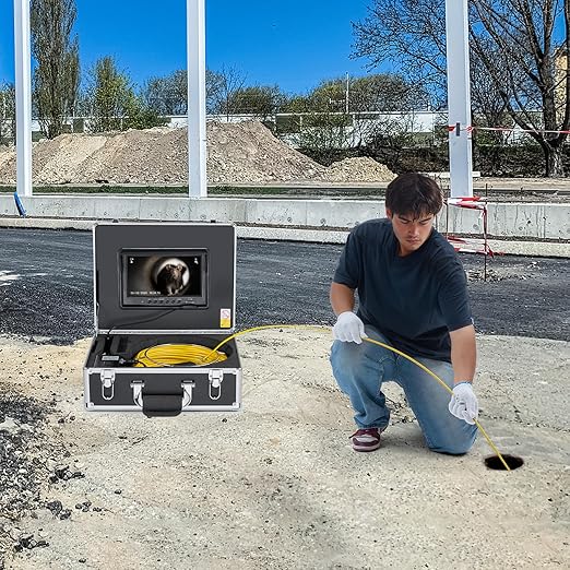 VEVOR Sewer Camera with 512Hz Locator, 98 ft/30 m, 9" Drain Inspection Camera with Self-Leveling, 36X Zoom, Plumbing Camera with Lights-12 LED, 32GB Card, IP68 Waterproof Snake Camera for Duct Pipe