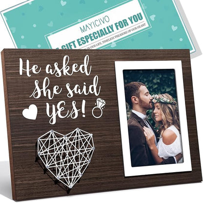 Engagement Wedding Gifts for Couples: Boyfriend & Girlfriend, Romantic Picture Frame - 4x6 Photo