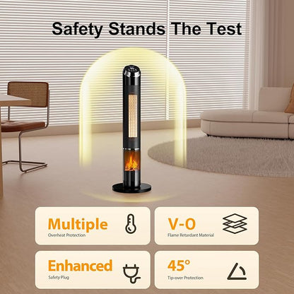 Space Heaters for Large Room, 1500 W Electric Heater with Thermostat, 24H Timer, Indoor Heater with 80°Oscillation, Heaters with Tip-over & Overheat Protection for Indoor Office Use(37IN)
