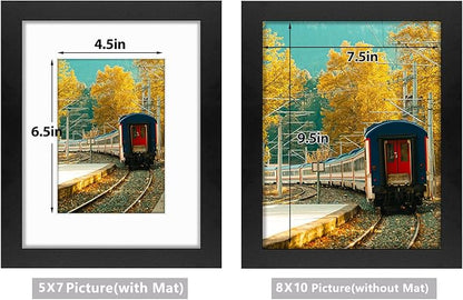 Golden State Art, 8x10 Picture Frame with Mat for 5x7 Photo - High Definition Glass Wall Mounting or Tabletop Display (Black, 2 Pack)