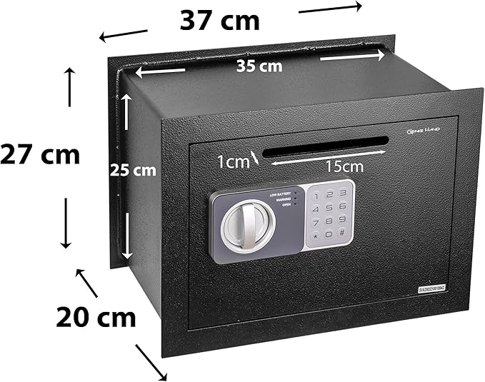 Genie Hand – Time Delay Safe, Anti Robbery Safe Box, Timed Controlled Opening – B-Class Lock – Anti Bounce Technology (Wall – Medium – Depository)