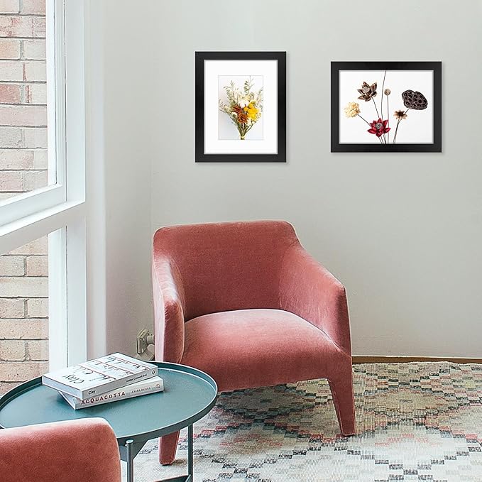 Golden State Art, 8x10 Picture Frame with Mat for 5x7 Photo - High Definition Glass Wall Mounting or Tabletop Display (Black, 2 Pack)