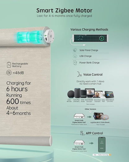 Yoolax Smart Coupled Roller Shades Compatible with Alexa Google, Motorized Blinds with Remote Light Filtering Coupled Roller Shades for X-Large Windows, Custom Size(XL Coupled-Jacquard Coffee)