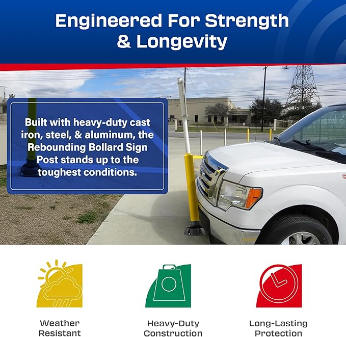 Impact Recovery - SlowStop Rebounding Bollard Sign Post - Handicap Parking Sign - Bollard Post - Made in the USA - 78” Reserved Parking Signage