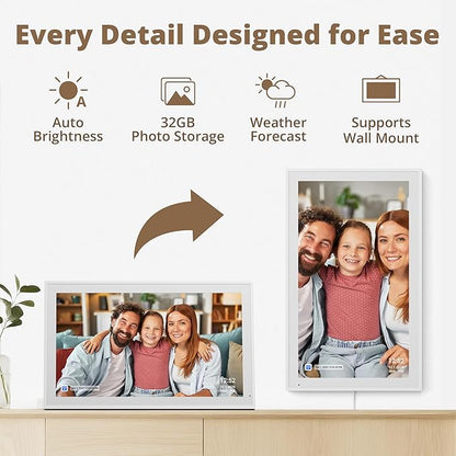 Dragon Touch Digital Calendar 21.5 Inch Touch Screen, Electronic Wall Calendar Chore Chart for Family Monthly/Weekly Planner, Interactive Display for Home Organization, Desk Mount Included - White