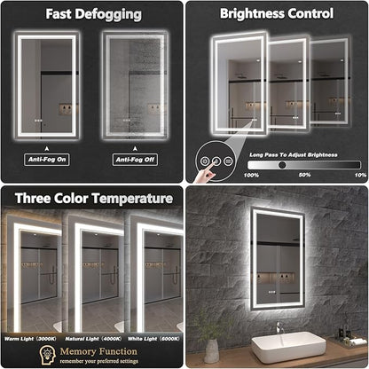 LED Bathroom Mirror with Lights, Wall Mirrors