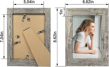 iRahmen 5x7 Picture Frame Set of 4, High Definition Glass Distressed Moss Green Frame, 5 x 7 Wood Photo Frames for Tabletop Display and Wall Mounting