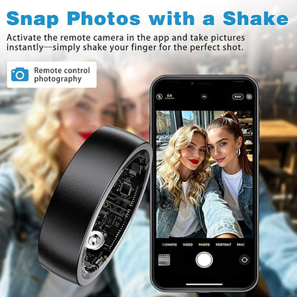 Smart Ring for Men Women, Fitness Ring with Sleep Tracker, IP68 Waterproof with Heart Rate, SpO2, Health Activity Trackers, Step Counting,Calorie Pedometer(Black 9)