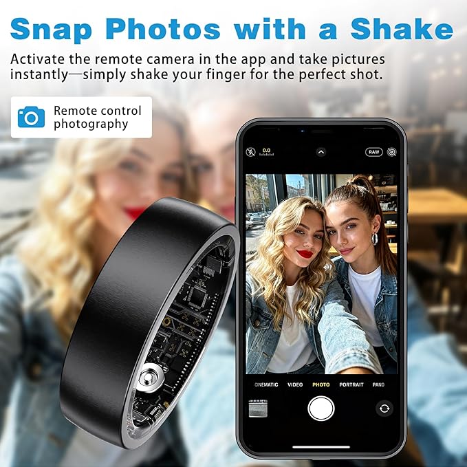 Smart Ring Health Tracker for Men Women - Sleep Tracker with Heart Rate, SpO2, Smart Health Ring for Women Men with Step Counting, IP68 Waterproof (Black 8)