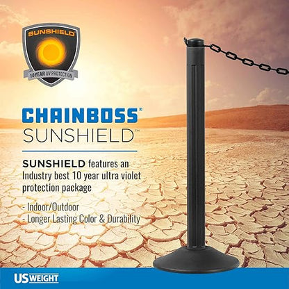 US Weight (Made in USA) 2" x 100' (5 Pack - 500’ Total) Yellow Plastic Safety Chain ft. SunShield UV Resistant Technology