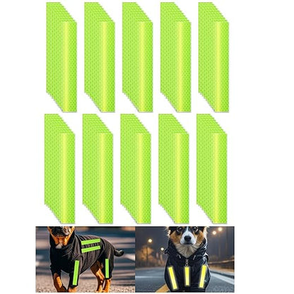 Non Fading Fluorescent Yellow Reflective Stickers 1 inch X 6 inch, Outdoor Waterproof High Visibility Safety Adhesive Reflector (100 Pcs)