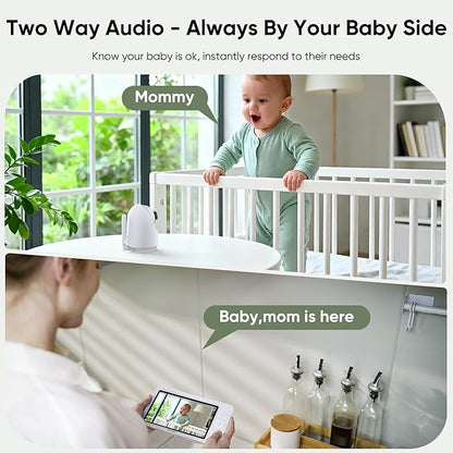 bonoch 7" Baby Monitor with Camera and Audio, Upgraded 1080P HD MegaView No WiFi Video Baby Monitor, 6000mAh Battery, VOX Mode, Night Vision, Hack Proof, Remote PTZ, White Noise, Ideal Gifts