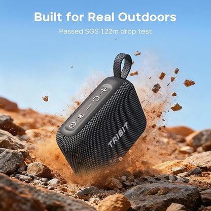 Tribit PocketGo Portable Bluetooth Speaker, 20H Playtime, IP68 Waterproof/Dustproof, Wireless, BT6.0, Shower, Powerful Sound, Custom EQ, TWS, Support TF Card, Floatable, Type-C, Travel/Outdoors/Home