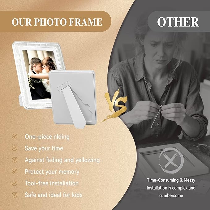 5x7 Picture Frame, Clear Acrylic Photo Frame with White Mat for 4x6 Photos, One-Piece Shatterproof Tool-Free Design, UV-Resistant Waterproof Tabletop Frame for Home Office Decor with 10-Year Warranty