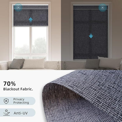 SmartWings Motorized Smart Roller Shades in Light Filtering, Electric Blinds with Remote for Windows Compatible with Alexa/Google Home/Homekit, Customized, 70% Blackout Twilight Charcoal Grey