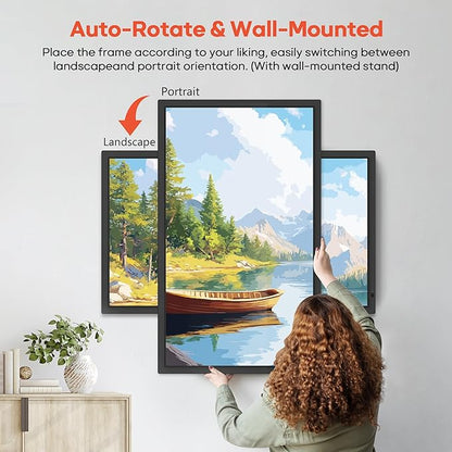 Frameo 32" Extra Large Digital Picture Frame WiFi 64GB, 1920 x 1080 FHD IPS Touch Screen Electronic Photo Frames, Wall Mounted, Auto-Rotate, Support USB and SD Card, Share Photos Videos Instantly