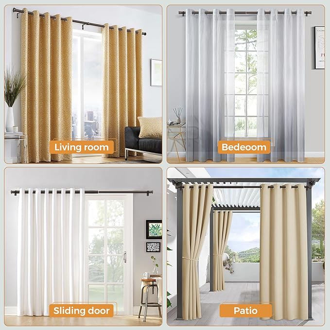 TONIAL 2 Pack Curtain Rods 32 to 58 Inch, Telescoping Splicing 3/4 Inch Single Rods for Windows Decorative Drapery Rod with Small Finial, Bronze