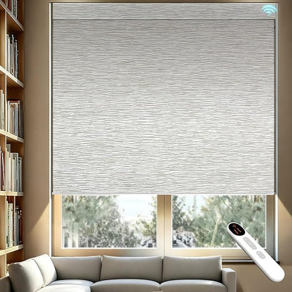 Smart Motorized Blinds – 100% Blackout Roller Shades with Remote, Alexa/Google Home/Siri Control, Matter Compatible, Wireless Rechargeable Battery, Custom Sizes for Windows & Sliding Doors