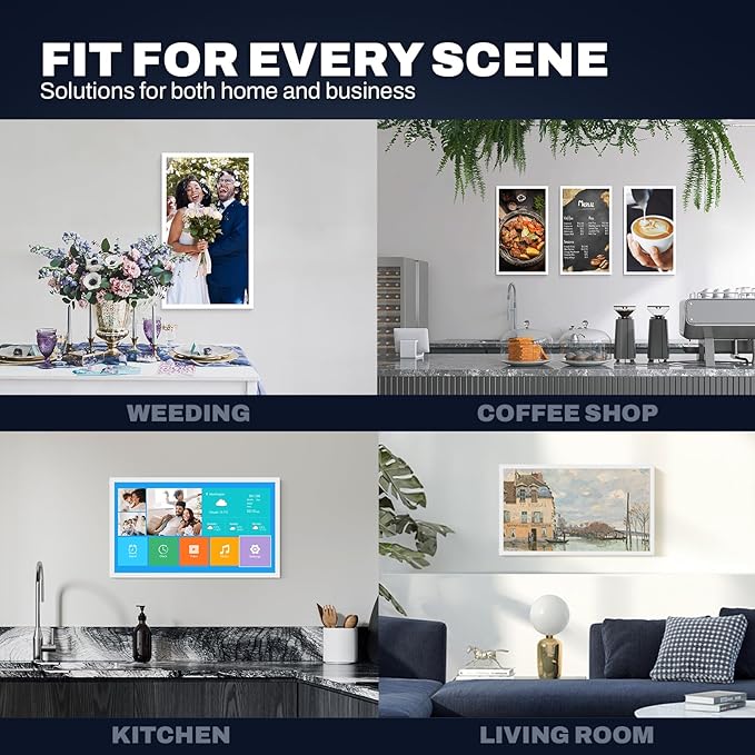 21.5 Inch Touchscreen Large Digital Picture Frame with FHD IPS Screen, 32GB WiFi Digital Photo Frame,Remote Control, Wall-Mountable, Share Photo/Video via Apps, Email, USB/Mirco SD, White
