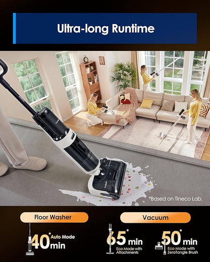 Tineco Floor ONE Switch S6 Stretch Wet Dry Vacuum Cleaner, Multi-Function, 180° Lay-Flat, Anti-Tangle Design, Self-Cleaning, 65Min Runtime, Dual-Edge Cleaning, Whole-House Cleaning Floor Cleaner