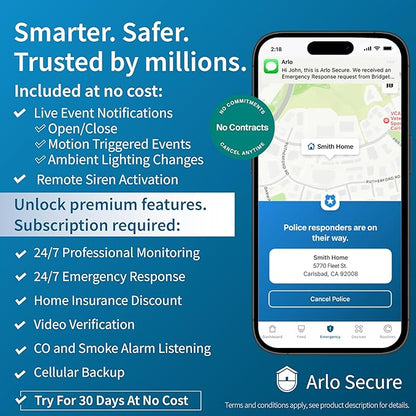 Arlo Home Security System - Wired Keypad Sensor Hub, (2) 8-in-1 Sensors, 24/7 Professional Monitoring + Outdoor 2K (1 Cam) + Bundle - No Contract Required, Alarm System for Home Security