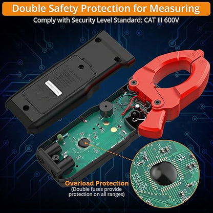 Neoteck Clamp Meter 4000 Counts Amp Meter for TRMS AC Current AC/DC Voltage 600A Auto Range Digital Multimeter with Capacitance Continuity Resistance NCV Diode Test for Car Electric Cabinet
