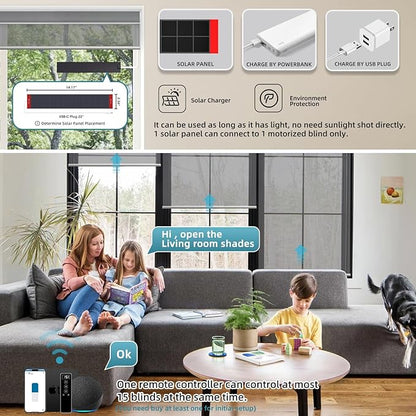 SmartWings Motorized Light Filtering Roller Shades 60% Blackout Custom Size, Rechargeable Battery, Works with Matter/Apple HomeKit, Alexa, Thread/Zigbee, Remote Optional, 60% Twilight Veil