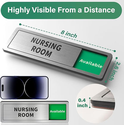 Nursing Room Door Sign with Slider, Do Not Disturb Privacy Office Sign, In Use/Available Acrylic Sliding Indicator for Business Hospital Home, Brushed Silver 8" x 2.6"