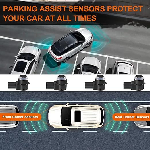 4 PCS PDC Parking Assist Sensor - Compatible with Dodge Journey, Durango, Ram 1500 2500 3500, Jeep Commander, Liberty, Grand Cherokee Reverse Backup Parking Sensor Replace 1EW63TZZAA