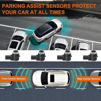 4 PCS PDC Parking Assist Sensor - Compatible with Dodge Journey, Durango, Ram 1500 2500 3500, Jeep Commander, Liberty, Grand Cherokee Reverse Backup Parking Sensor Replace 1EW63TZZAA