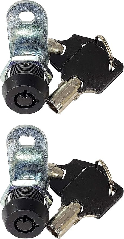Admiral Locks Tubular Cam Lock, Keyed Alike Removable Key RV Compartment Storage Lock Cabinet Locks (Black Pack of 2, 5/8" 90°)