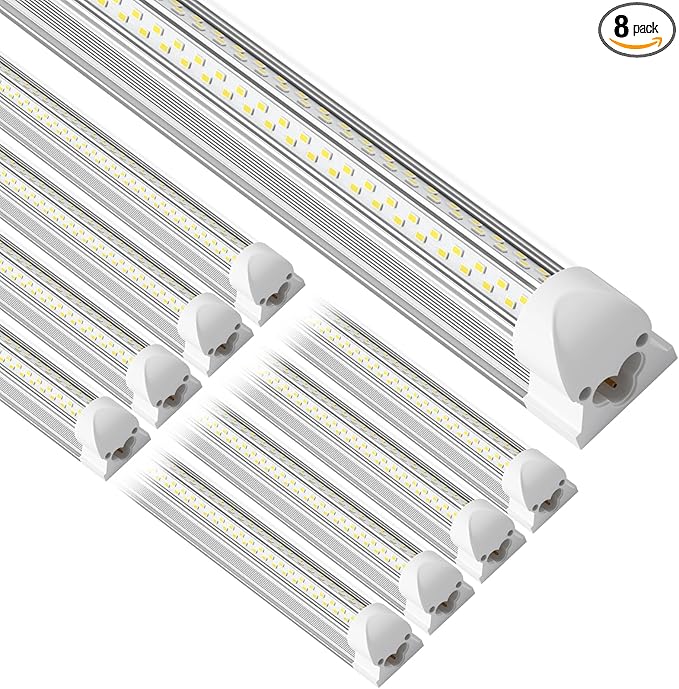 4ft led Shop Light - 45W 6750lm 5000K 4 Foot V Shape Integrated T8 led Lights,Linkable Shop Lights 48" T8 Garage Lights 8 Pack
