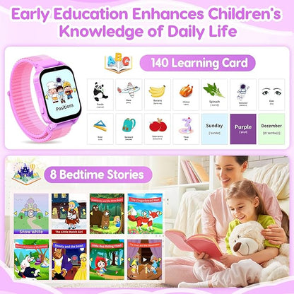 cjc HD Touchscreen Smartwatch for Girls Ages 4-12 - Includes 28 Games, Camera, Music, Pedometer - Fun & Educational Birthday Gift Idea (Purple)