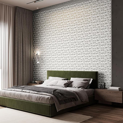 INMOZATA 3D Wall Panels for Interior Wall Decor, 33 Pack 12 x 12 Inch Decorative Wall Panels Diamond 3D Textured Accent Panel for TV, Gaming Living Room, Bedroom Background(White)