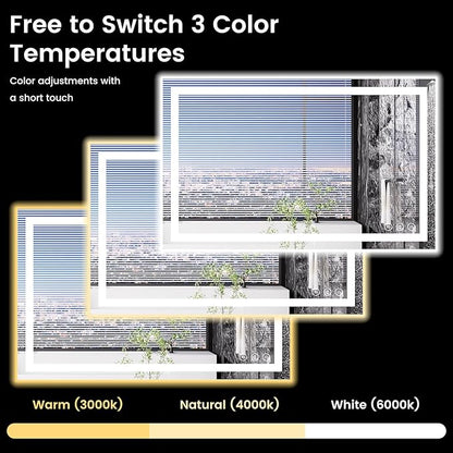 48X30 LED Bathroom Mirror with Lights, Anti-Fog, Backlit + Front Lit, Lighted Bathroom Vanity Mirror for Wall, Memory Function, Dimmable, Tempered Glass, Shatter-Proof
