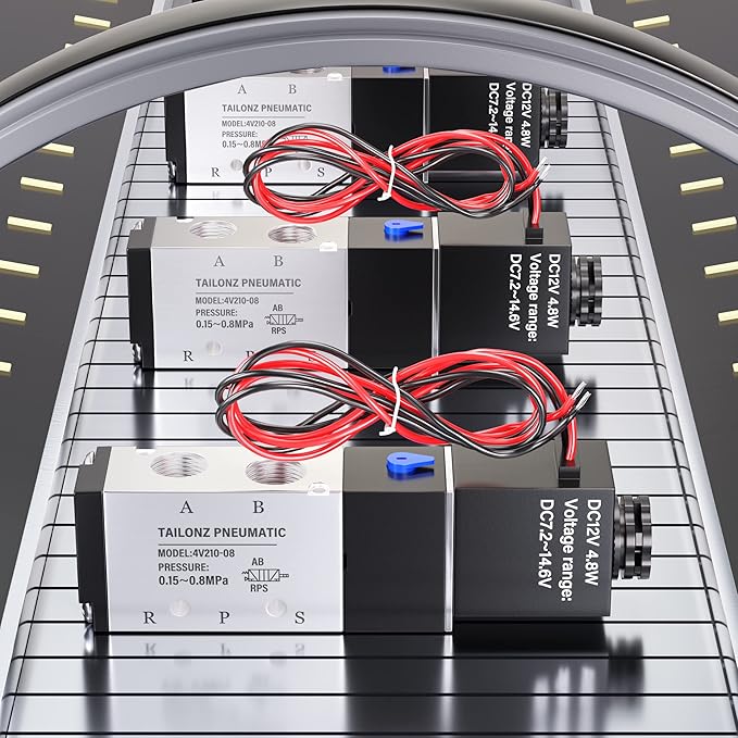 TAILONZ PNEUMATIC 1/4"NPT Solenoid Valve DC12V Single Coil Pilot-Operated Electric 2 Position 5 Way Connection Type 4V210-08 Outlet wire