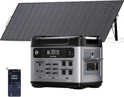 OUKITEL P2001 Plus 2400W/2048Wh Solar power station with 4 AC Outlets(5000W Peak),2400W Solar Generator with 500W Solar Panels, 1800W Super Fast Charging, Emergency Power Station for Home, Camping