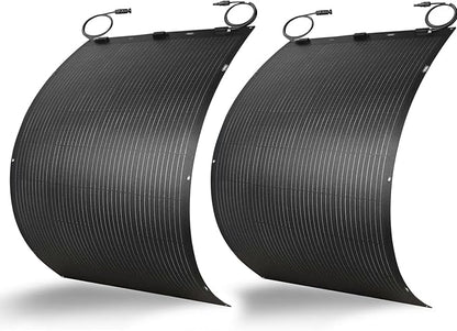 400W Flexible Solar Panel Greenmagic 2 PCS 200W Solar Panels IP68 Waterproof 20V Ultra Thin Lightweight Charger for RV Marine Boat Cabin Van Car Uneven Surfaces Monocrystalline Bendable