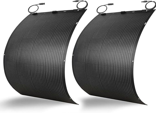 400W Flexible Solar Panel Greenmagic 2 PCS 200W Solar Panels IP68 Waterproof 20V Ultra Thin Lightweight Charger for RV Marine Boat Cabin Van Car Uneven Surfaces Monocrystalline Bendable