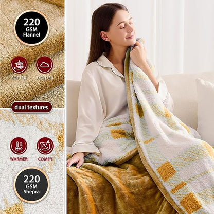Heated Electric Blanket Full Size - 72"x84" Flannel Heating Blanket with 10 Heating Levels & 5 Time Settings Over-Heat Protection, Winter Warmer for Adults with ETL Certification（Ivory）