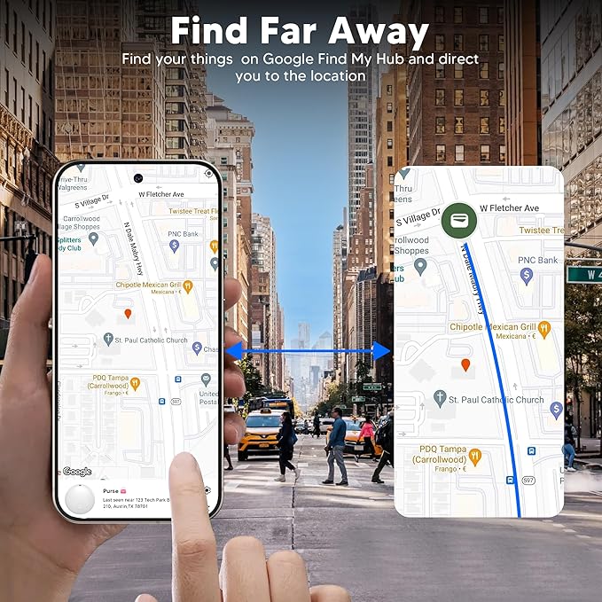 Air Tracker Tag for Android Smart Tag（Not for iOS）Tags-4 pack Android Work with Google Find Hub App Key Finder Bluetooth Tracker Item Locator for Keys, Luggage, Backpack, etc. (Black & White, 4 Pack)