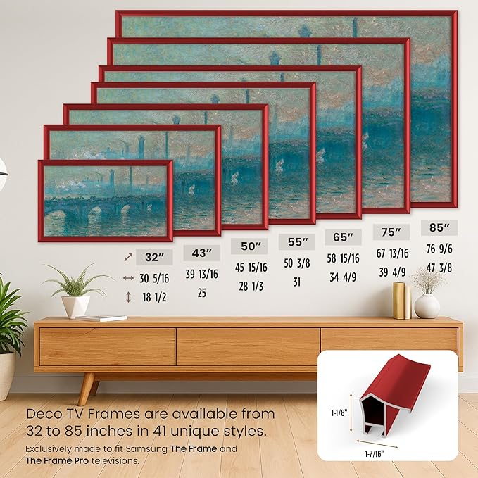 Candy Apple Red Prismatic 55" Alloy Deco TV Frame - Compatible ONLY with Samsung The Frame TVs (Fits 2021-2025, LS03A, LS03B, LS03C, LS03D, LS03FA)