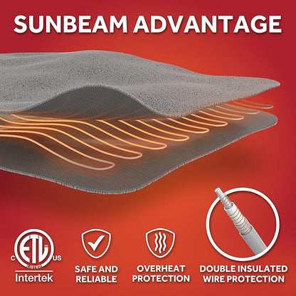 Sunbeam Royal Ultra Fleece Heated Electric Blanket Full Size, 84" x 72", 12 Heat Settings, 12-Hour Selectable Auto Shut-Off, Fast Heating, Machine Washable, Warm and Cozy, Matcha